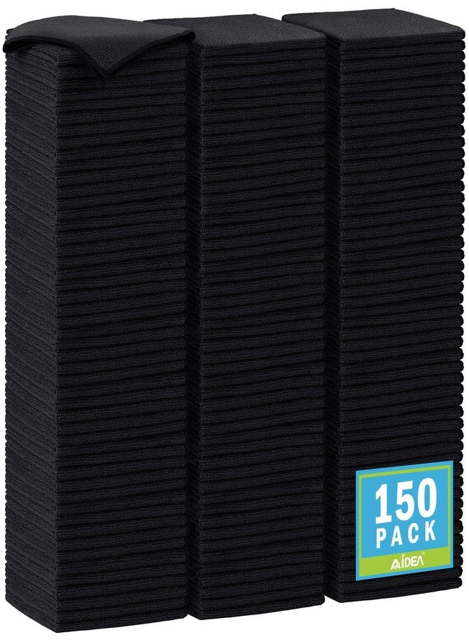 أيديا مناشف تنظيف من الألياف الدقيقة من أيديا - عبوة من 150 قطعة، مناشف ناعمة من الألياف الدقيقة للسيارات، قطع قماش تنظيف ماصة، مناشف غسيل خالية من الوبر والخطوط للمنزل والمطبخ والنوافذ (12 بوصة × 12 بوصة)، أسود - Image 1